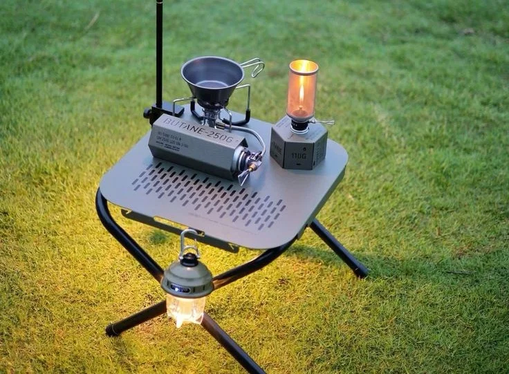 A compact camping table