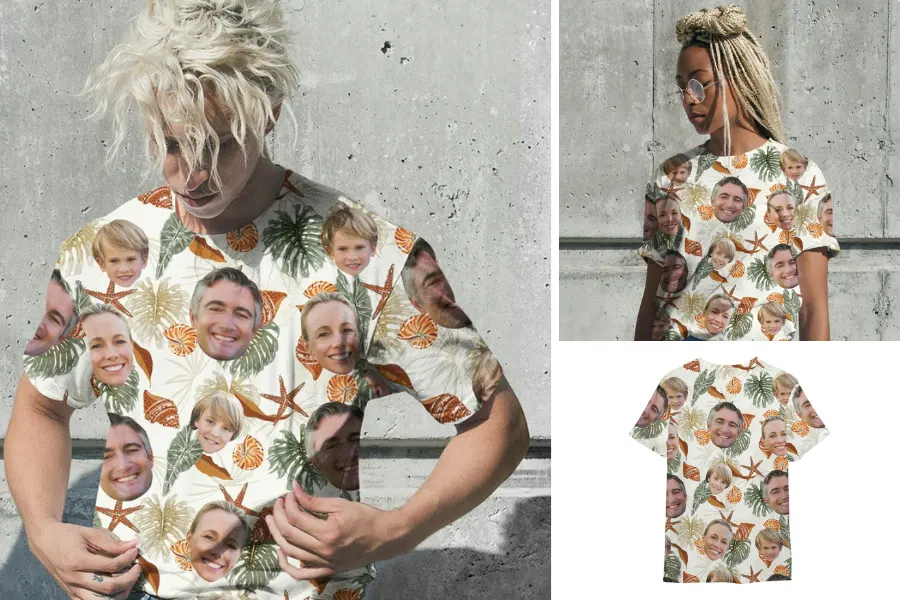 A personalized Hawaiian shirt with face photos