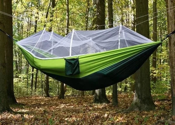 Camping hammocks with mosquito protection