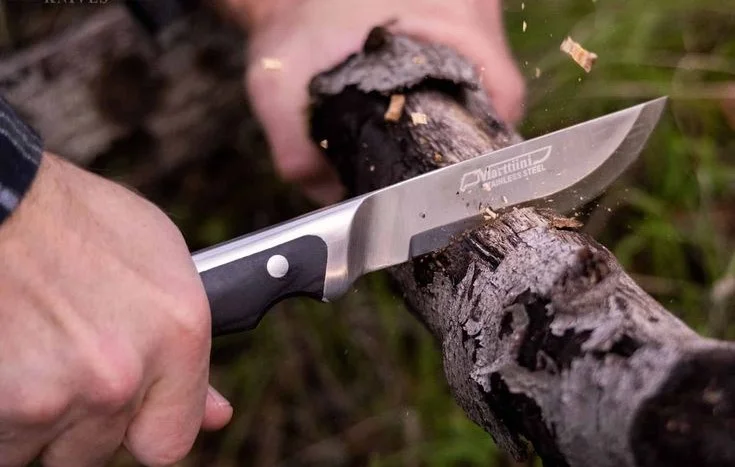 Camping knife set in any situation