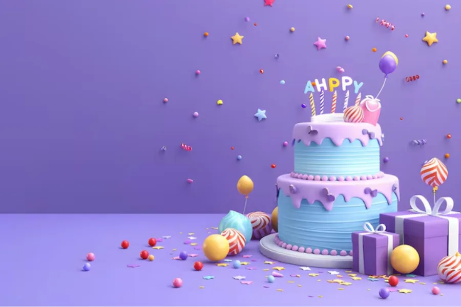 Cartoon Cake and Candles Scene