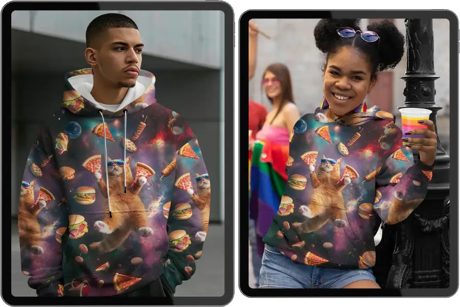 Cat & Taco In Space Galaxy Hoodie