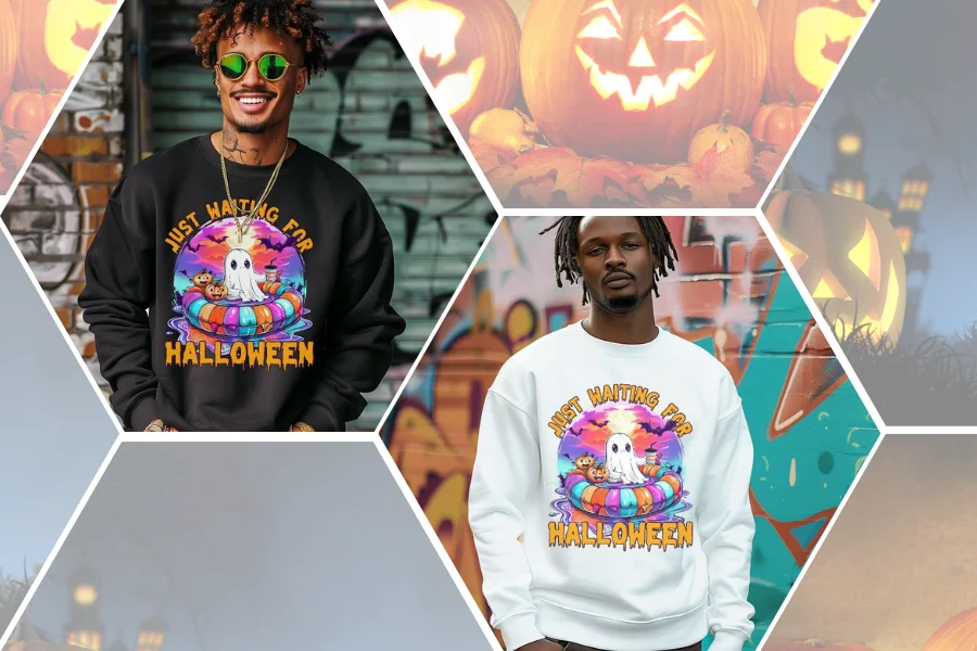 Colorful Just Waiting For Halloween Ghost Boo Sweatshirt