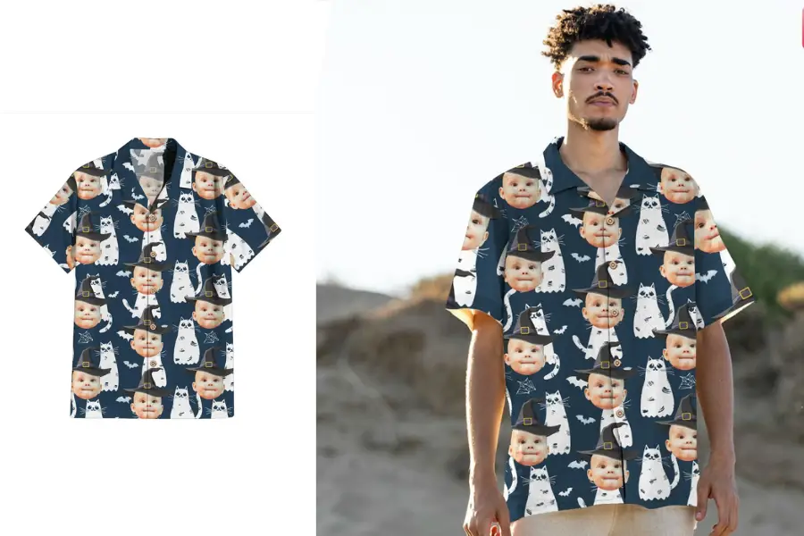 Custom Face Photo Halloween Hawaiian Shirt