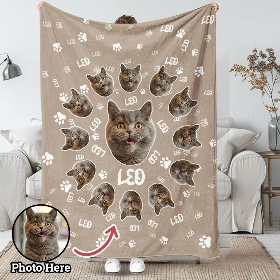 Custom Name And Pet Photo Blanket