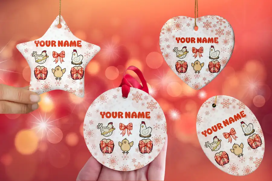 Custom Name Chicken Farm Ornament