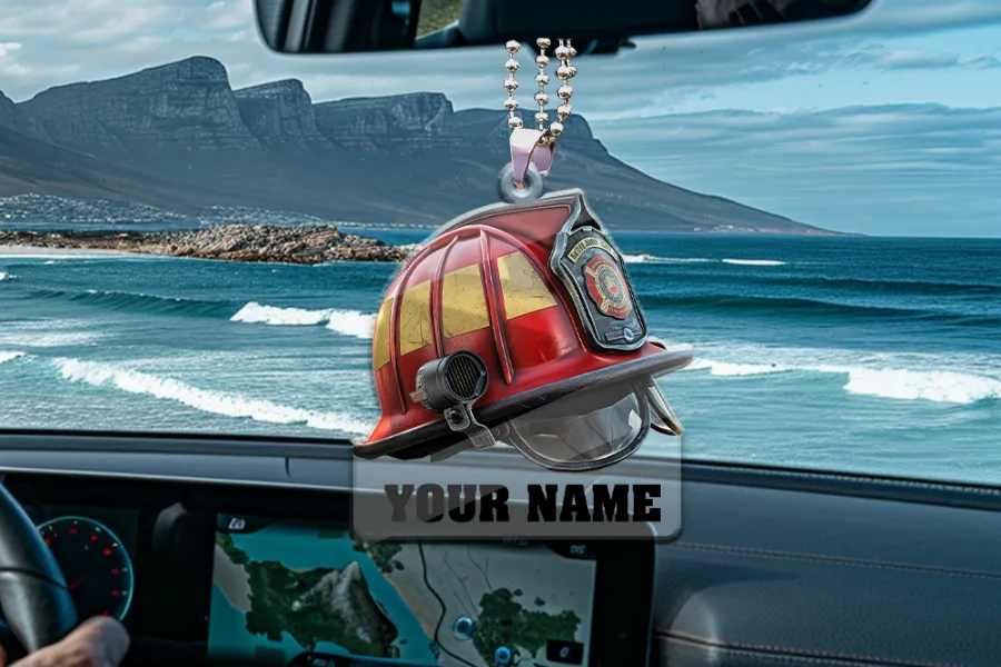 Custom Name Firefighter Safe Helmet Christmas Hanger