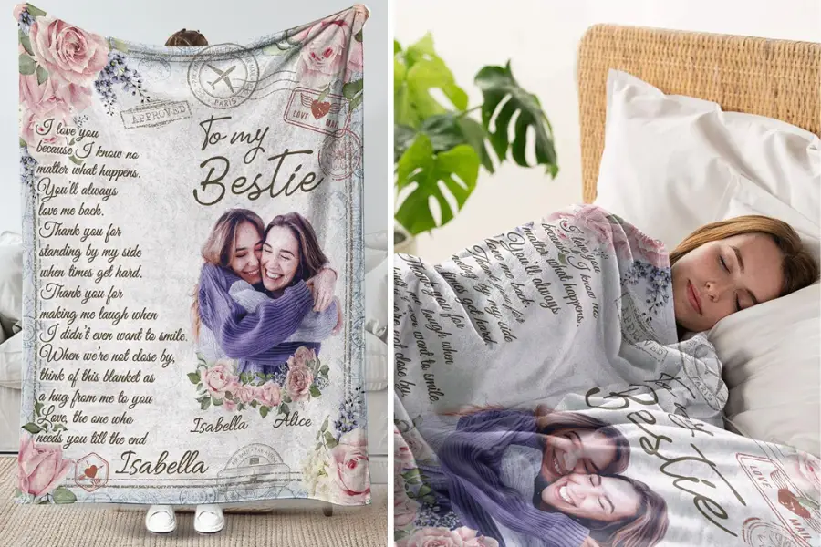 Custom Photo & Name Blanket Gift For Best Friends