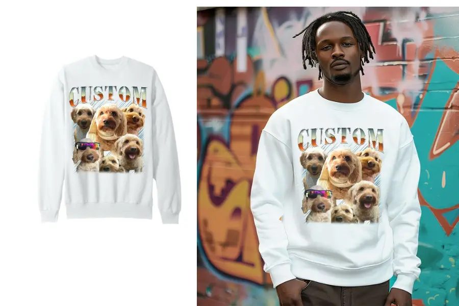 Custom Photo Rap Tee Pet Design Bootleg Sweatshirt