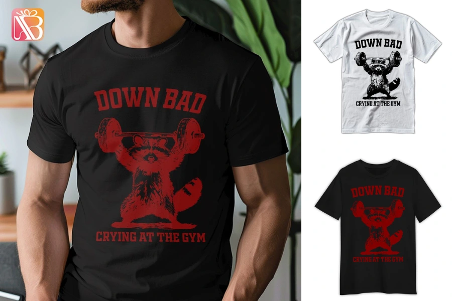 “Down bad crying at the gym” tee is a unique gift on Father’s Day