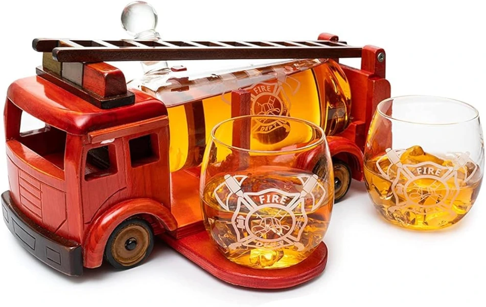 Firetruck Whiskey Decanter and Glasses gift set