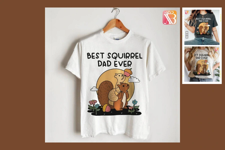 Funny “Best Squirrel Dad Ever” T-shirt Hockey Present For Father