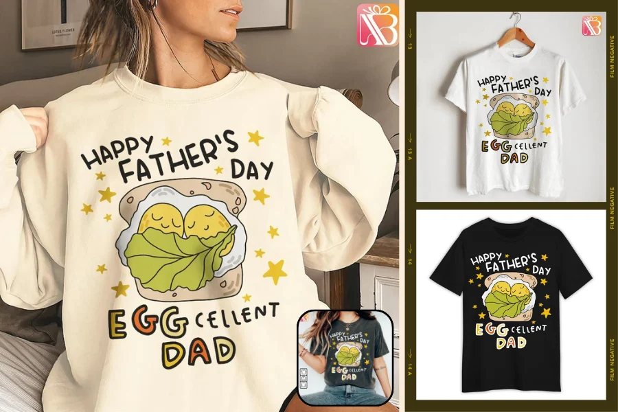 Funny Happy Father’s Day Eggcellent Dad Shirt