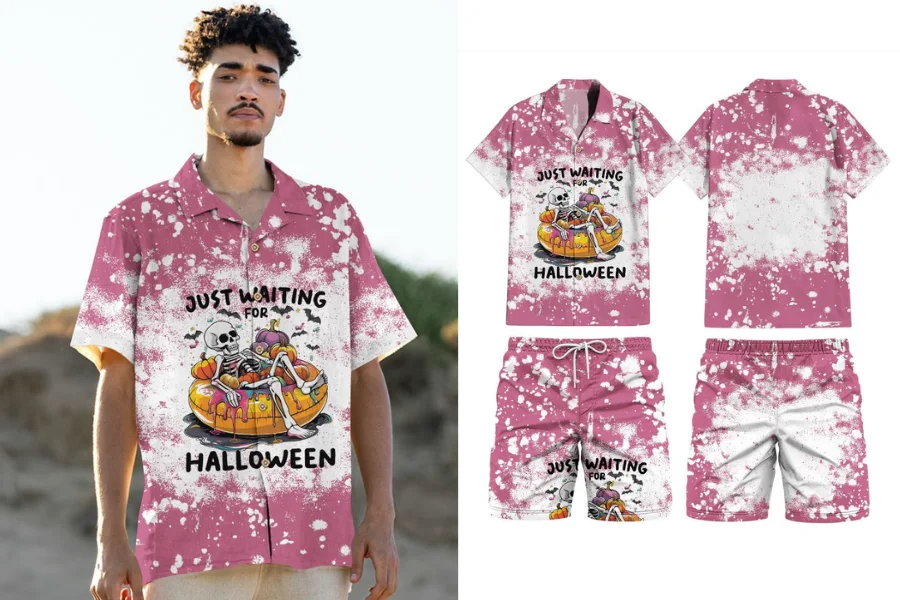 Funny Pink Bleach Skeleton Waiting For Halloween Shirt