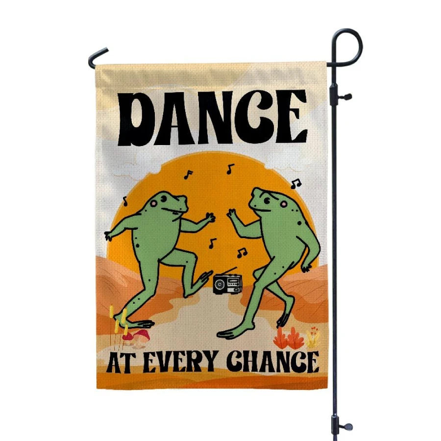 Funny Retro Frog Dance At Every Chance Flag