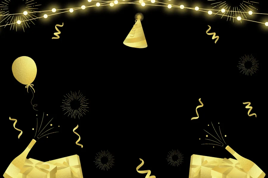 Glitter & Gold Party Theme Background For Zoom Party
