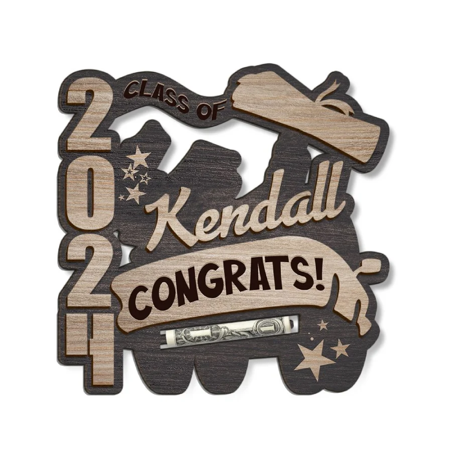 Graduation Wood Money Holder