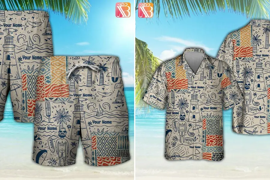 Hawaiian shirt & shorts are unique for a woodcraft dad