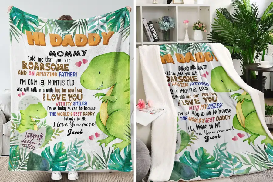 Hi Dinasour Daddy Custom Blanket