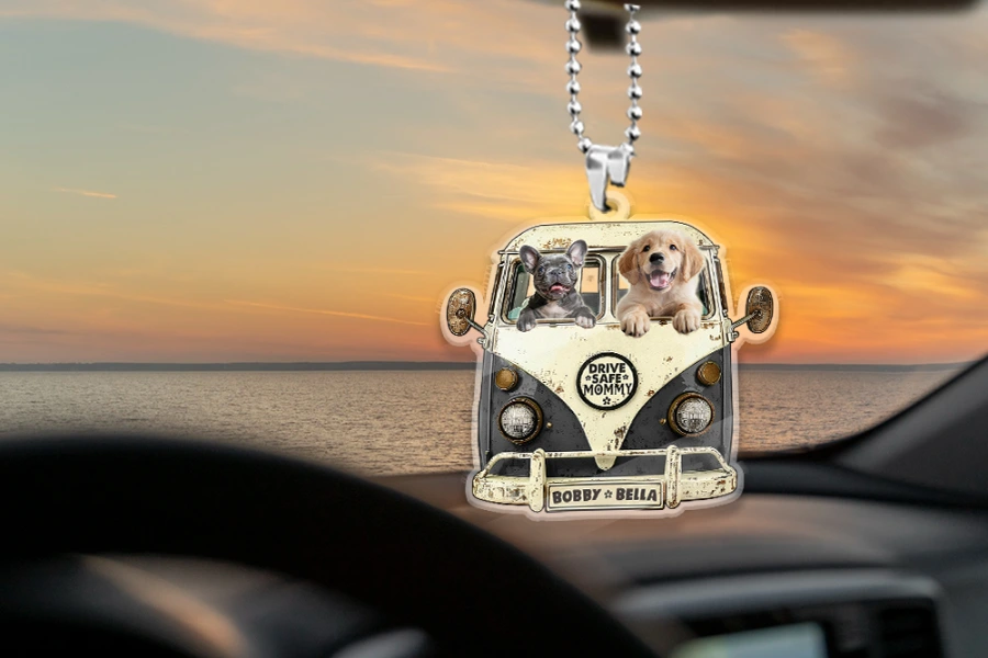 If your mom is a pet lover, a personalized car ornament will be great