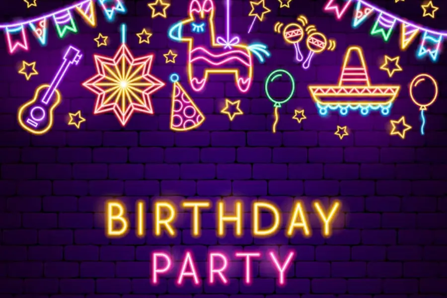Neon Glow Birthday Background