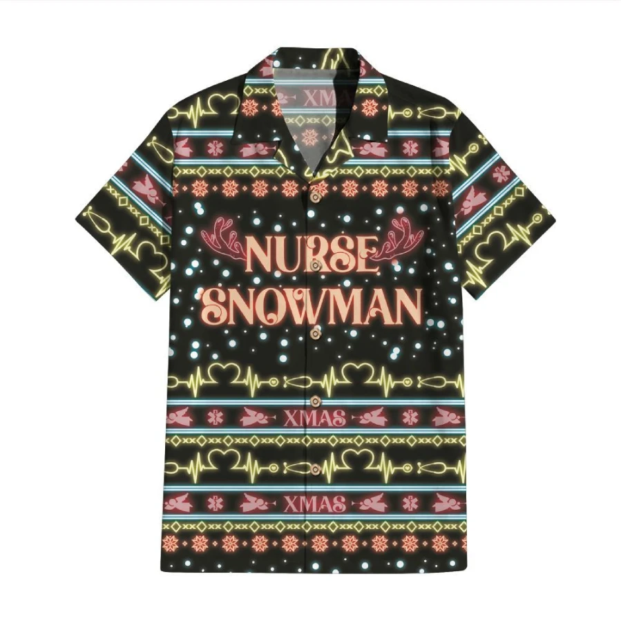 Nurse Snowman Neon Light Unisex Hawaii Shirt