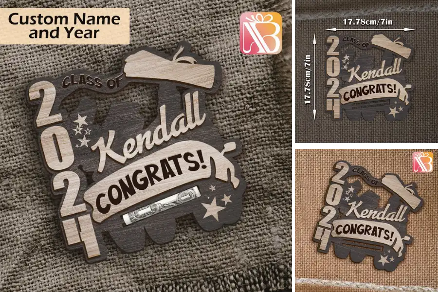 Personalized Congrats Wooden Money Holder