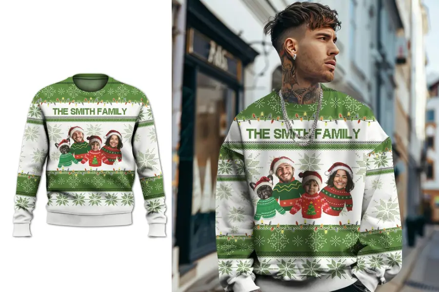 Personalized Family Photo Sweaters With Funny Faces