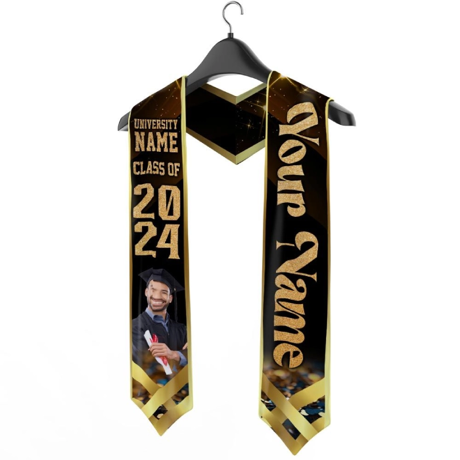 Personalized Golden Graduation Stole