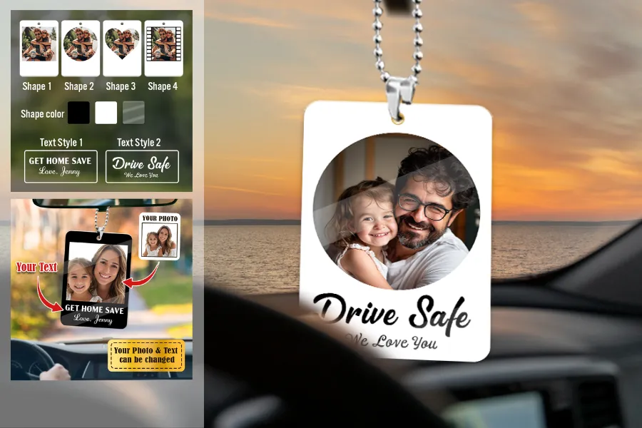 Personalized Shape Photo Hanging Ornament For Wife & Husband