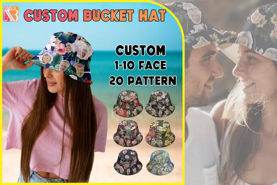 Personalized face photo bucket hat for hockey dad