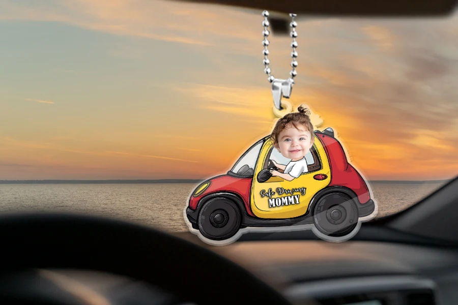 “Safe-driving, Mommy” custom car ornament