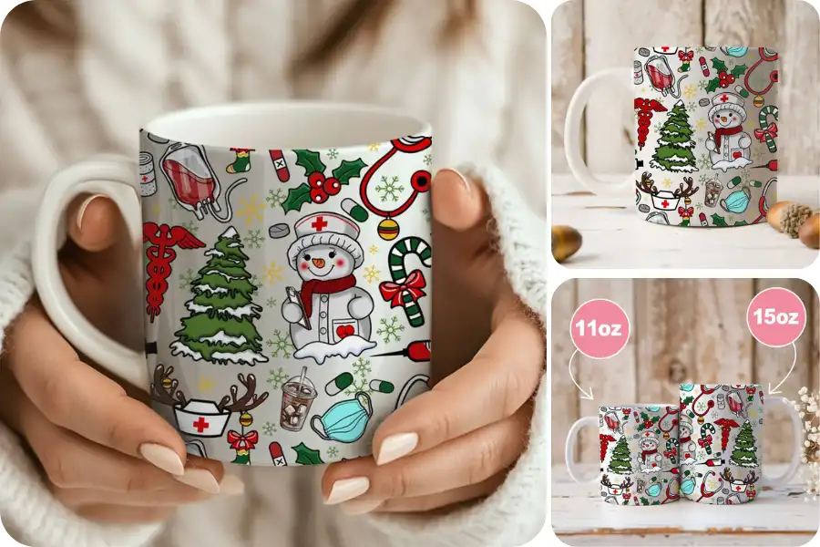 Snow Nurse Xmas Ceramic Mug