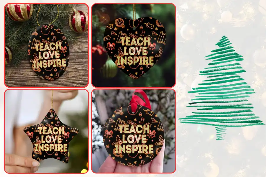 Teach Love Inspire Neon Light Ornament