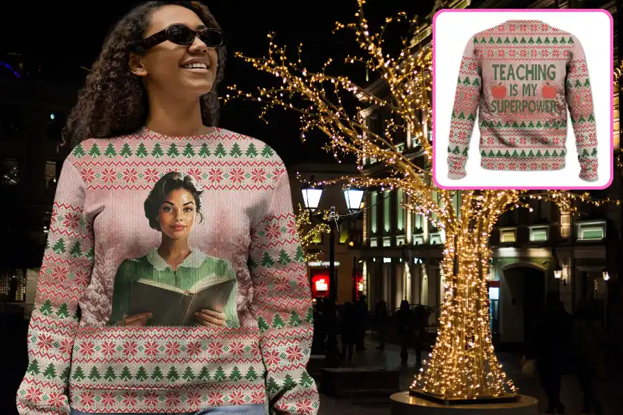 Teaching Is My Superpower Xmas Knitted Sweater