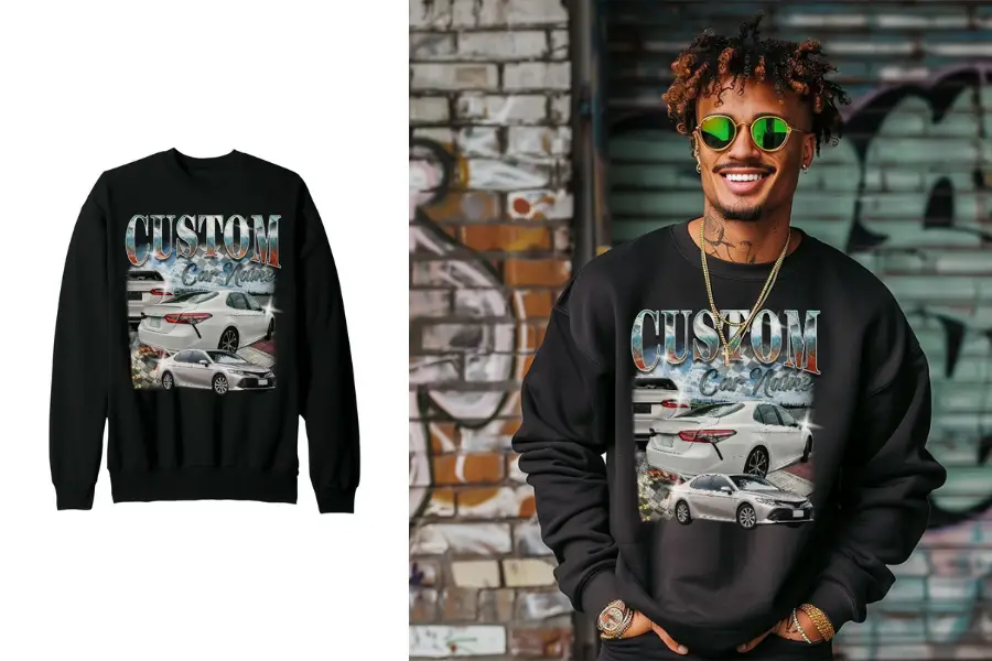 Vintage Custom Car Photo Unisex Sweatshirt 