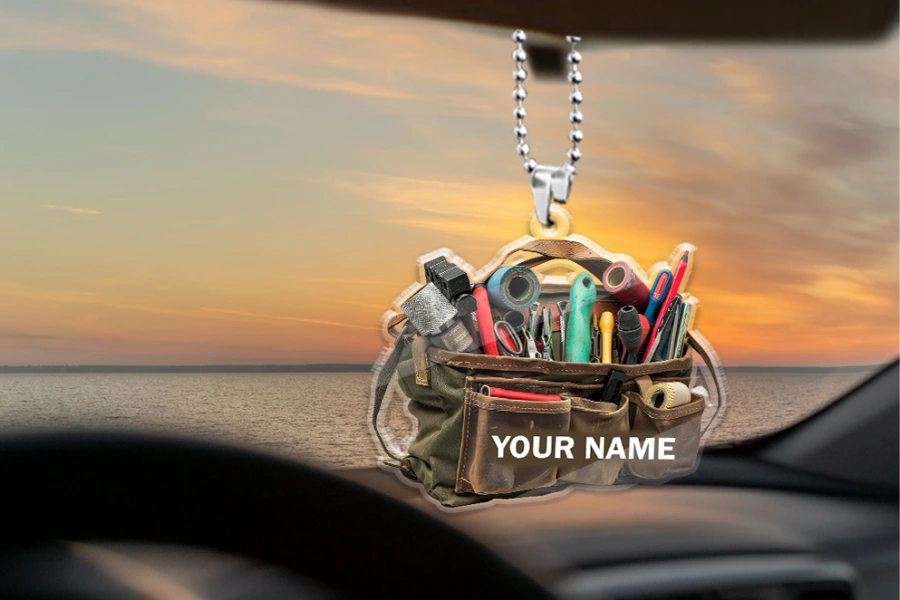 You can give your dad a personalized tool bag car ornament