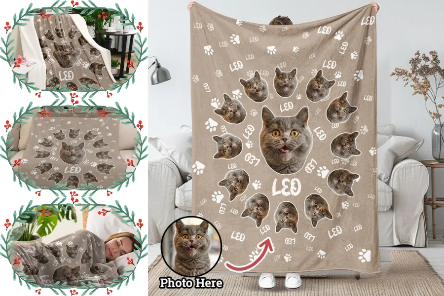 Your dad will appreciate this custom pet name & photo blanket