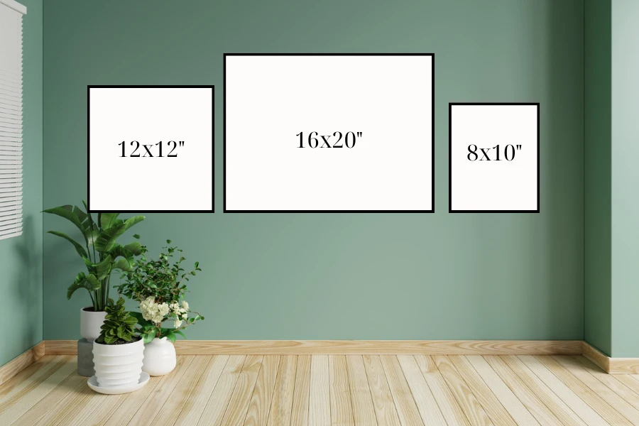 8x10, 12x12, and 16x20 inches are popular choices in the canvas size guide