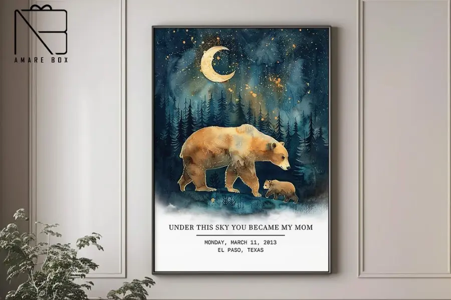 Bears In Night Forest Custom Canvas