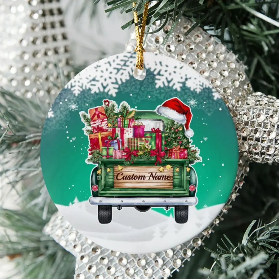 Christmas Farm Tractor Ornament