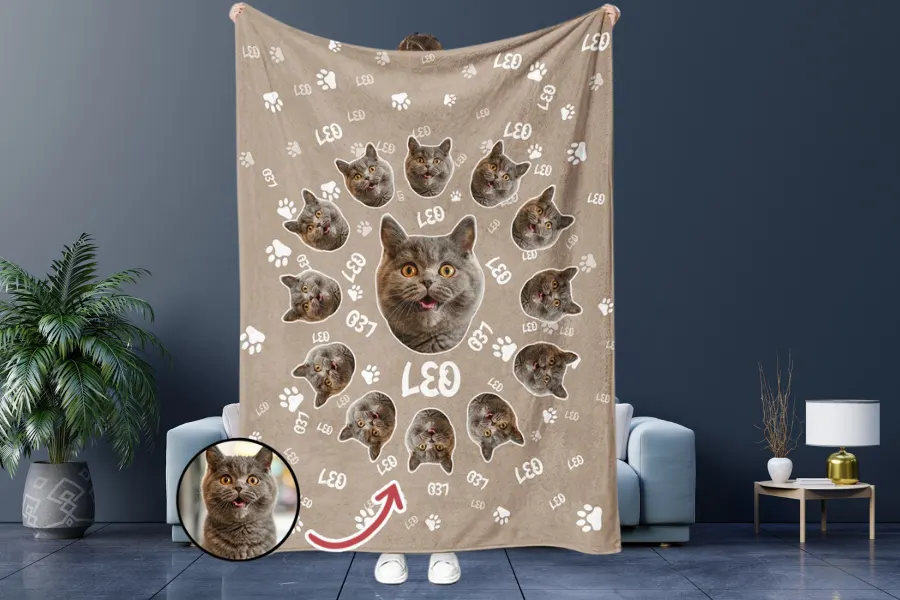 Custom Name & Photo Pet Blanket