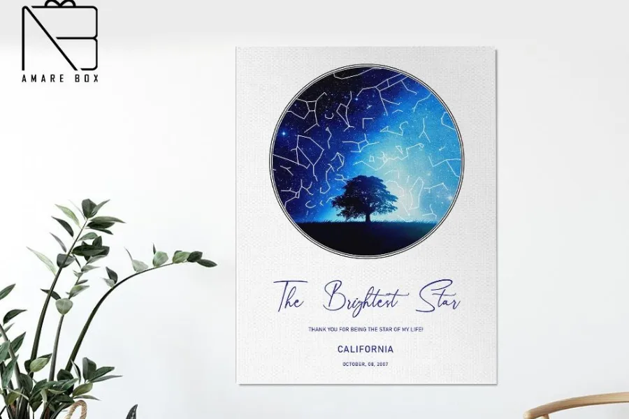 Custom Star Map Sky & Tree Canvas