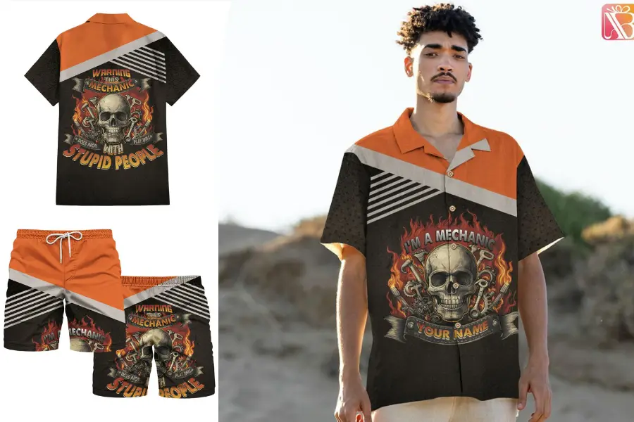 Custom Warning This Mechanic Shirt & Shorts