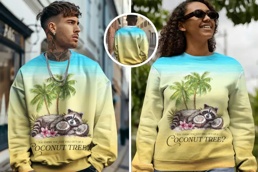 Raccoon & Coconut Tree Sweatshirt