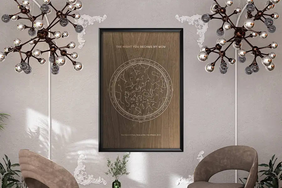 Star Map Wood Effect Canvas