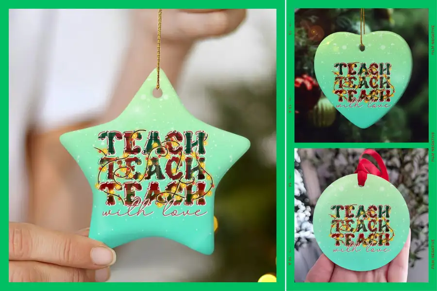 Teach With Love Ceramic Ornament