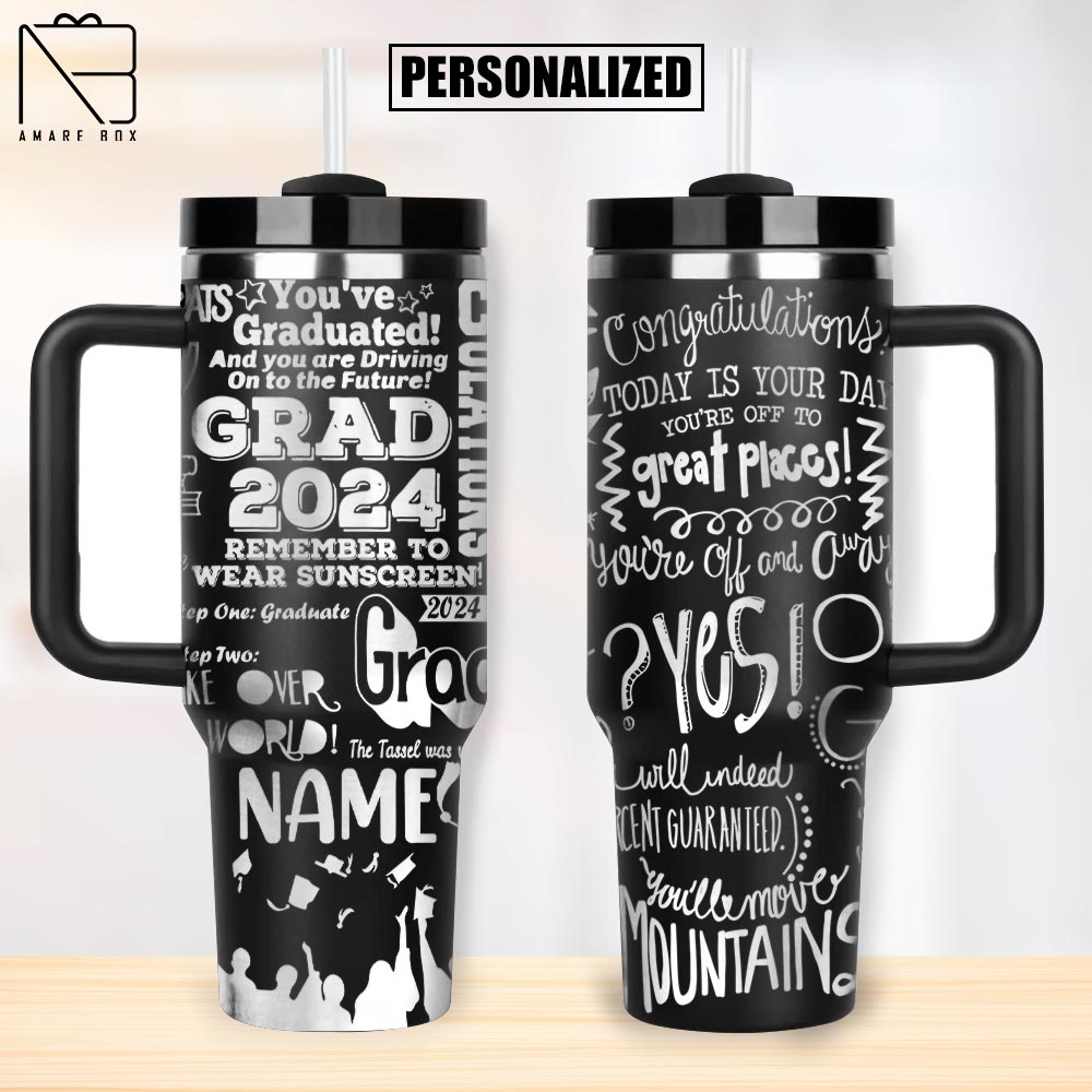 Amare Box Personalized Graduation Engraved Tumbler, Custom Name Graduations 2024 Schools Gift For Student Boy Kids 2024 0104T DADDT