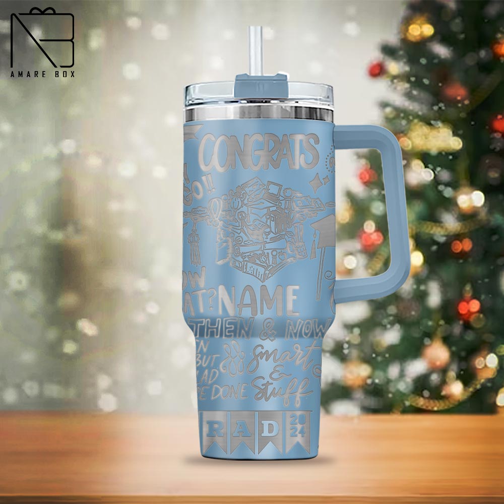 Amare Box Personalized Graduation Engraved Tumbler, Custom Name Graduation 2024 Schools Gift For Student Boy Kids 2024 0104T DADDT