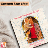 Amare Box Personalized Wood Sign 8x8, Father's Day Gift, Custom Photo, Night You Became My Dad, Map Star Custom Wood Sign, 2204 DKHT